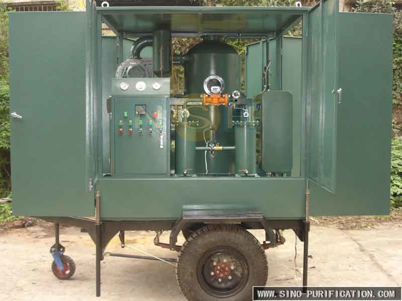 Transformer Regeneration Oil Purification Machine , Outdoor Trailer Vacuum Oil Filter Machine